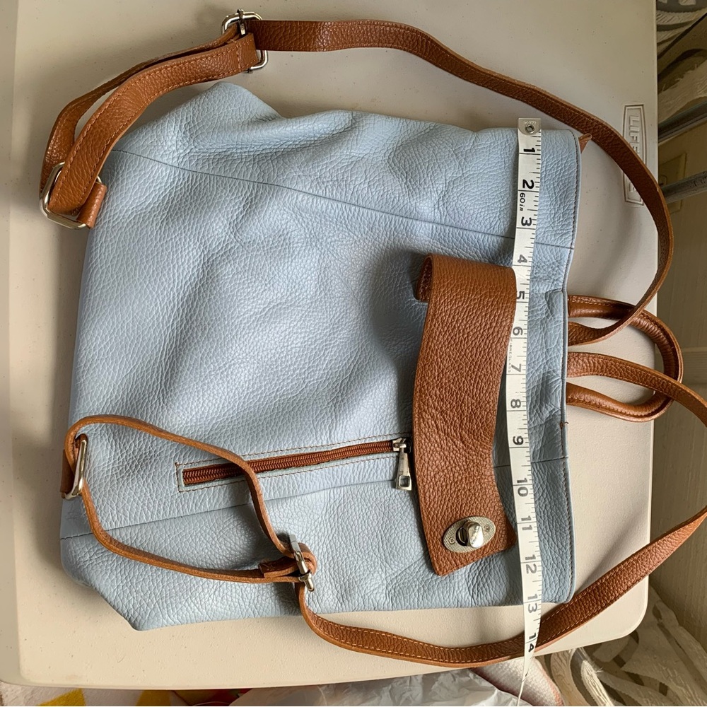 Borse in Pelle Genuine Blue Leather Back Pack  Made in Italy - Picture 4 of 10